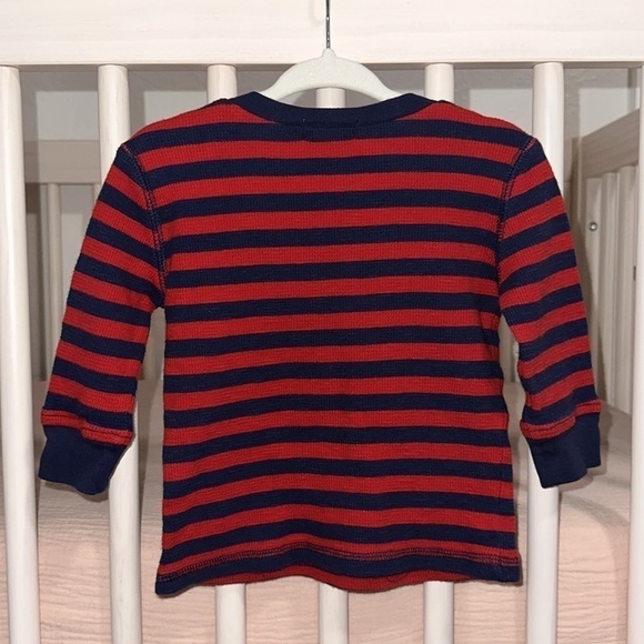 Ralph Lauren Baby Boy Navy + Red Striped 100% Cotton Pullover Sweater Comfy 9 M - Picture 4 of 5